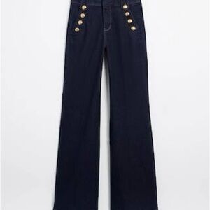 White House Black Market (WHBM) Dark Blue Mariner Jeans with Gold Buttons -12